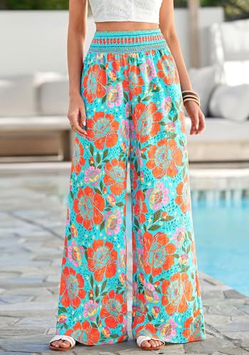 BTFBM Floral Summer Wide Leg Pants Woman 2026 - color: Green, size: Small