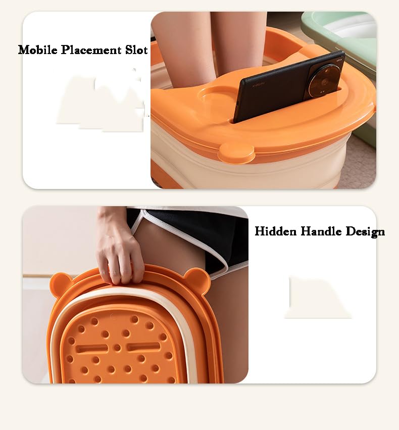Collapsible Foot Soaking Tub with Handle Foot Bath Soak Tub For Feet Spa - color: Gray