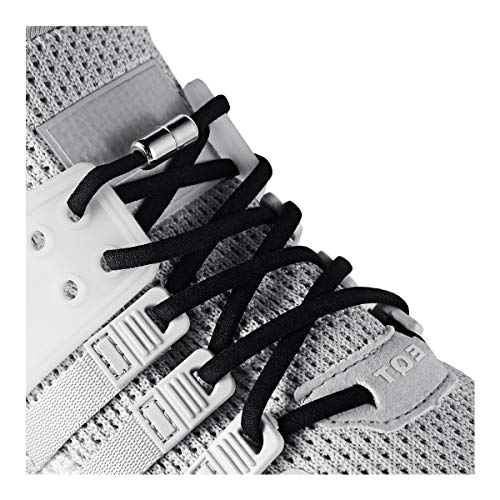 anan520 Elastic No Tie Shoe Laces For Adults,Kids,Elderly,System With Elastic Shoe Laces(2 Pairs) - color: Black