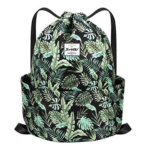 XEYOU Drawstring Backpack Bag Sport Gym Sackpack Beach Cinch Bag - color: Banana Leaf