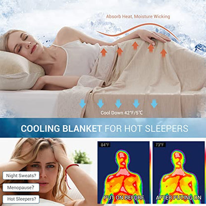 Marchpower Arc-Chill Cooling Blanket for Hot Sleepers Throw Size Beige - color: Beige, size: Throw 51" X 67"