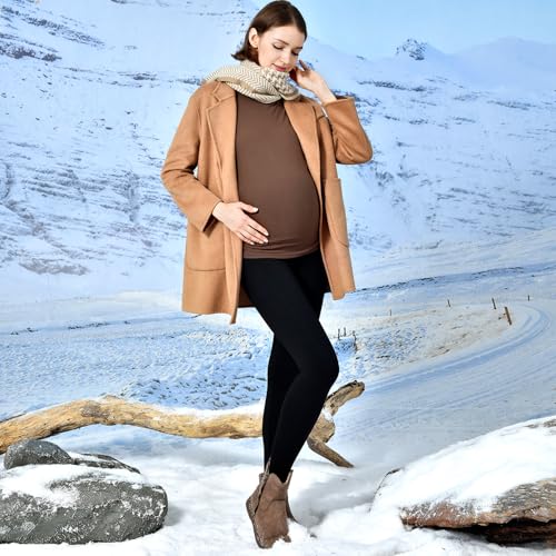 Walifrey Maternity Fleece Lined Leggings with Pockets - color: Grey, size: Medium