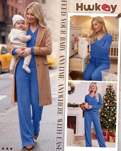 Huukeay 2 Piece Postpartum Nursing Sets - color: Blue, size: X-Large