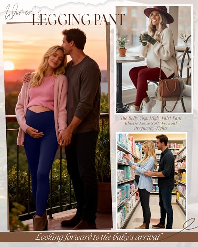3 Pack Women's Maternity Leggings Pregnancy Pant - color: Black, Navy Blue, Burgundy, size: Medium