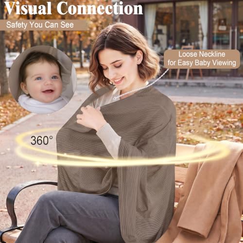 Basumee Nursing Cover for Breastfeeding Breathable Mesh 360 Full Privacy - color: Brown, size: 1 Pack