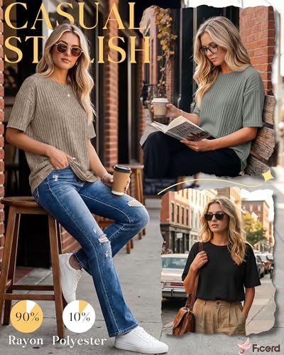 Ficerd 3 Pack Women Oversized Nursing Shirts - color: Khaki, Army Green, Black, size: Large