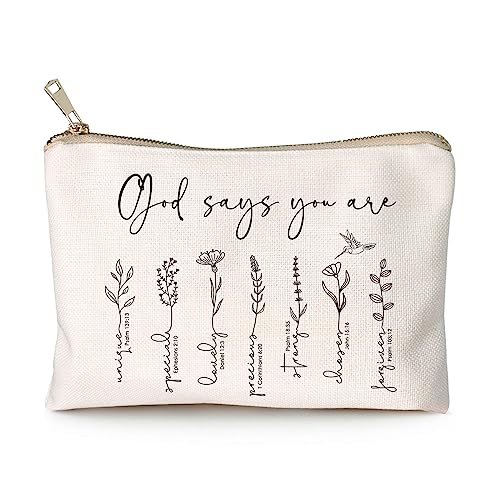 Christian Gifts for Women, God Says You Are Inspirational Makeup Bag - color: God says you are...