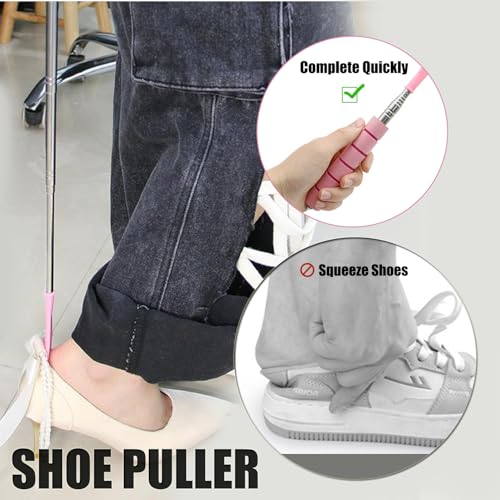 Shoe Horn Long Handle Retractable Shoehorn Telescopic Foldable Shoe Puller Adjustable Shoe Aids Easy Slip on - color: Black
