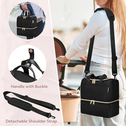 Fasrom Wearable Breast Pump Bag with Breastmilk Cooler Compartment - color: Black