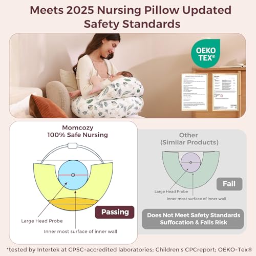 Momcozy Original Nursing Pillow for Breastfeeding - Innovative Safety Guard - color: Snug Spring