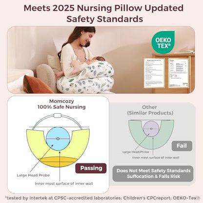 Momcozy Original Nursing Pillow for Breastfeeding - Innovative Safety Guard - color: Snug Spring
