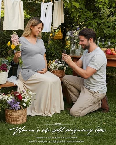 Ficerd 3 Pack Women's Maternity Shirts - color: Black, Light Gray, Army Green, size: XX-Large