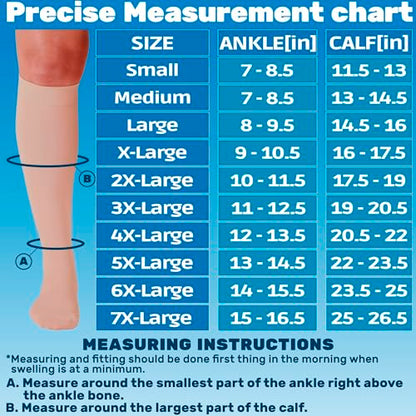 ABSOLUTE SUPPORT 3 Pairs Unisex Compression Socks, 20-30mmHg, Beige|XL - color: Beige, size: X-Large