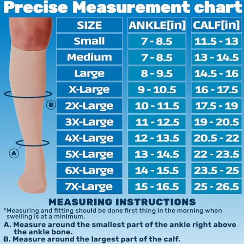 ABSOLUTE SUPPORT Men & Women Compression Socks, 20-30mmHg - color: Beige, size: Medium