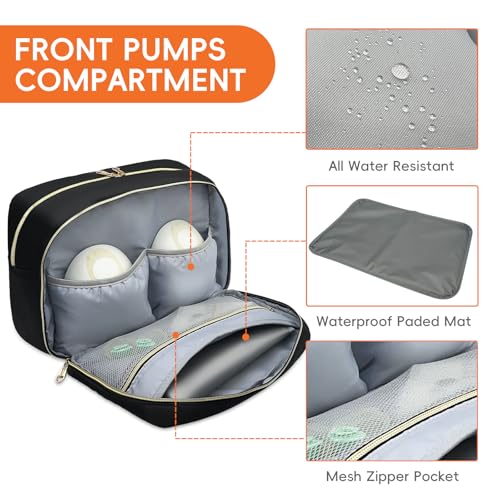 LIVEAGAIN Wearable Breastmilk Bag with Ice Pack Fits for Elvie Hands-Free Pumps and Medela Pump in Style, Portable Pump Carrying Case for for Daycare, Work, and Travel (Bag Only) (Black) - color: Black