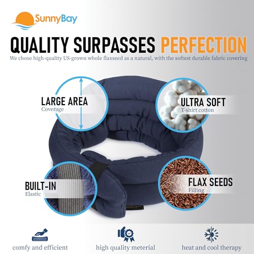 SunnyBay Hands-Free Heating Pad, Neck and Shoulder, 26 inch, Cotton Navy - color: Unscented Wrap - Navy Blue