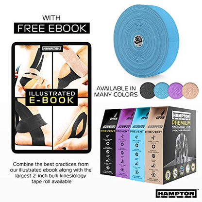 Hampton Adams Kinesiology Tape, Uncut Roll, Waterproof Muscle Support - color: Blue, size: 2in x 135ft (1 Roll)