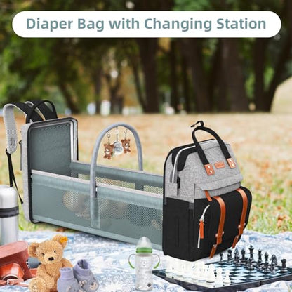 ISMGN Diaper Bag Backpack with Changing Station, Baby Diaper Bag，GreyBlack - color: Modern Greyblack