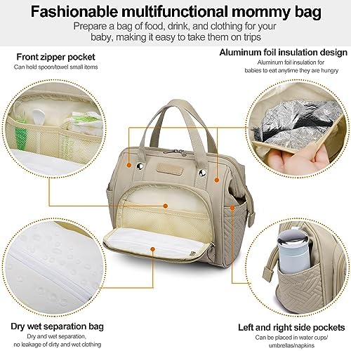 FHELAD HELAD Small Diaper Bag Backpack, 4 in 1 Mini Baby Bag for Short Trip - color: Apricot