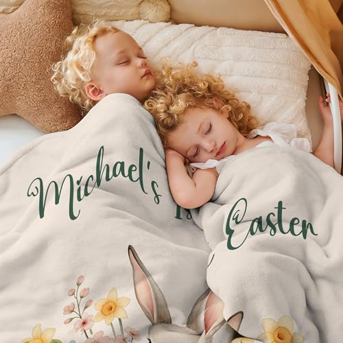Custom Bunny Blanket for Baby, Baby's 1st Easter Blankets for Girls - color: S2