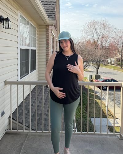 G4Free Lyocell Maternity Tank Tops Pregnancy Sleeveless Workout Shirts - color: Black, size: Medium
