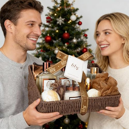 Coconut Vanilla Spa Gift Set, Complete Spa Gift Baskets for Women & Men