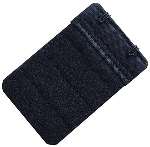 Women Pack of 3 Soft Comfortable 2 Hooks Bra Extender,2.4"x 1.5" - color: Black, 3/4 Inch Spacing