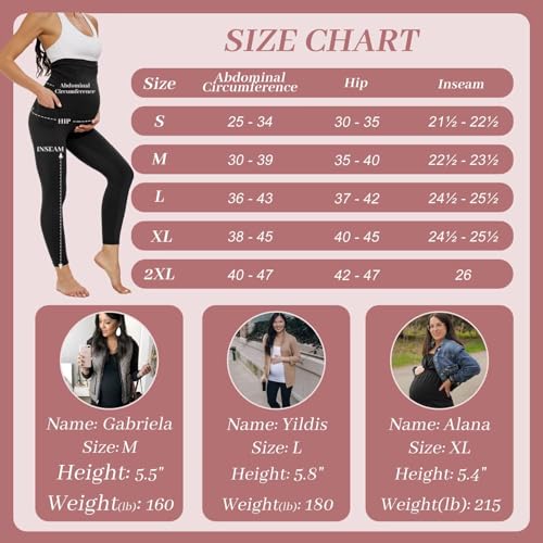 Happy.angel 2 Pack Maternity Fleece Lined Leggings with Pockets for Winter - color: A-black/ Black, size: Medium