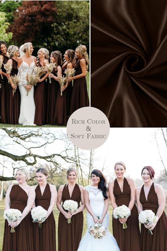 72styles Maxi Infinity Dress for Bridesmaids, Convertible Multi-Way Wrap - color: Dark Brown, size: One Size Plus