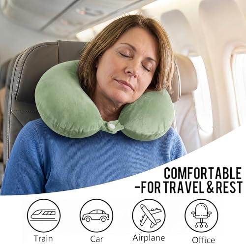 Travel Neck Pillow for Airplane with Pure Memory Foam(Teal) - color: Teal