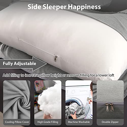 BATTOP Pregnancy Pillows for Sleeping- U Shaped Full Body Maternity Pillow, Pregnancy Pillow for Side Sleepers with Removable Cooling Cover, Supports Back, Hips, Belly & Legs (Cooling Grey) - color: Cooling Grey