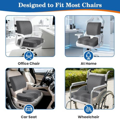 Back&Seat Cushion, Chair Cushions, Lumbar Back Support Pillow, Grey/X-Large - color: Grey, size: X-Large