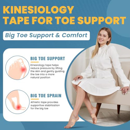 Kinesiology Tape for Toe Support, 20 Pcs Pre-Shaped Athletic Foot Tape - color: Beige