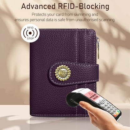 Kelvoris Small Rfid Women Wallet Bifold Zipper Coin Pocket - color: A PL