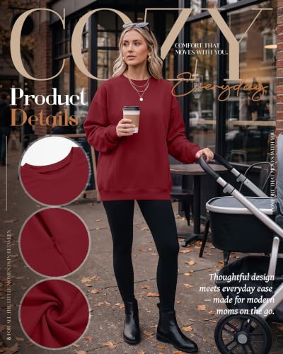 Locoowai 2 Pack Women's Oversize Nursing Sweatshirts - color: Wine Red, Navy Blue, size: X-Large