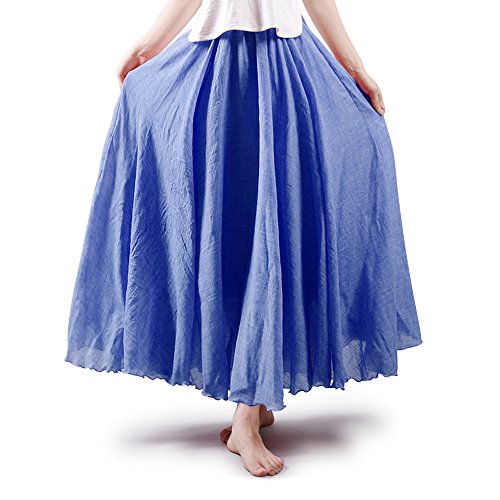 Women's Cotton Long Flowy Rave Renaissance Maxi Skirt - color: Denim Blue, size: Medium