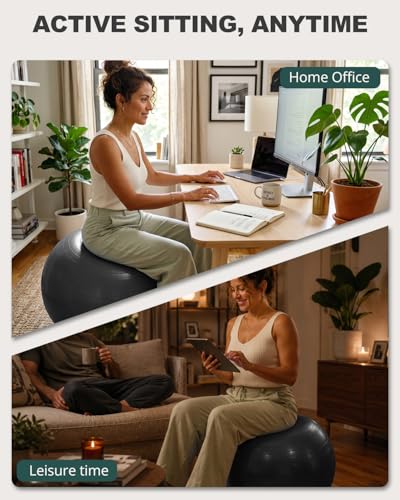 Trideer Yoga Ball for Exercise, Pregnancy, Exercise Ball, Pump Included - color: Black, size: M(19-22ines/48-55cm)