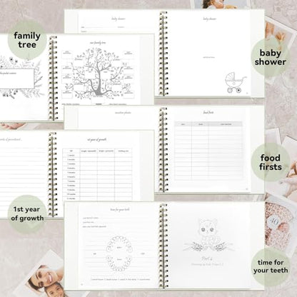 1DOT2 Timeless First 5 Years Keepsake Baby Memory Book for Boy or Girl - color: Sage Green