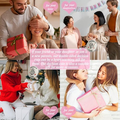 Lovely Double-Sided New Parents Funny Decision Coin with Blessing Card - color: Styleb-silver