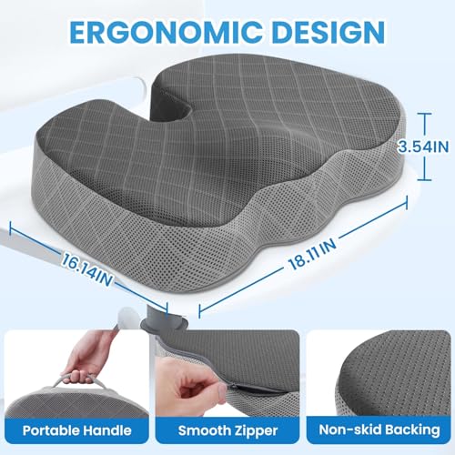 TushGuard Memory Foam Office Chair Seat Cushion - Dark&Light Grey, X-Large - color: Dark&light Grey, size: X-Large