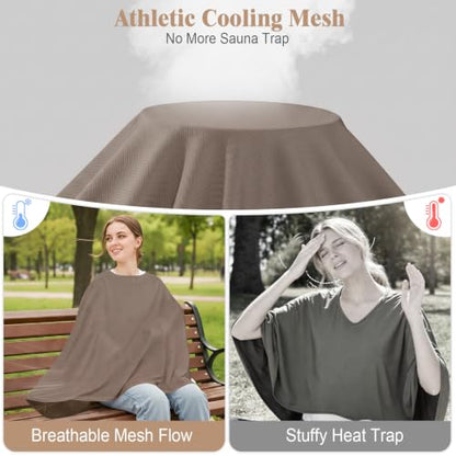 Basumee Nursing Cover for Breastfeeding Breathable Mesh 360 Full Privacy - color: Brown, size: 1 Pack