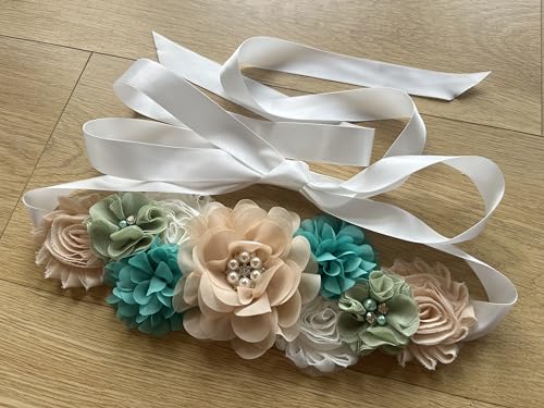 Maternity Flower Belt for baby shower Mommy Sash Pregnancy Belt - color: Green