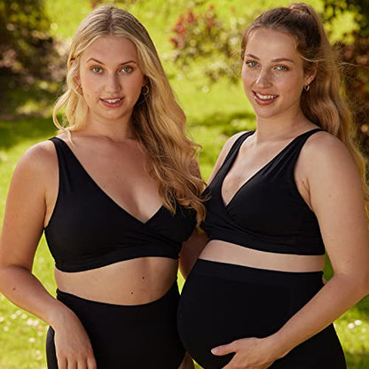 Suekaphin 5pack Nursing Bra Maternity Bra Breastfeeding Sleeping/Sleep Bra Pregnancy Women's Seamless Bralette Wirefree - color: Black/Gray/Navy/Bean/Lightblue, size: Medium