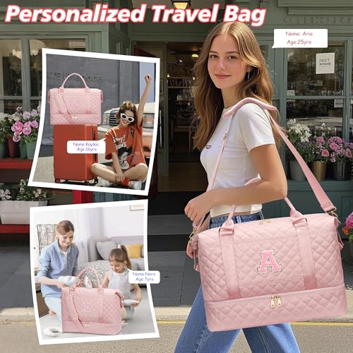 Travel Weekender Bag with Makeup & Shoe Compartment(Pink,J) - color: Pink, style: J