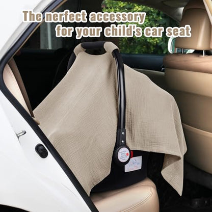 Metplus Muslin Car Seat Cover for Babies, 100% Cotton Infant Carseat Canopy - color: Cereal