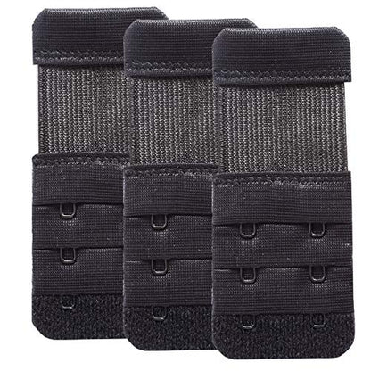Women's Bra Extender 3 Hook / 2 Hook Bra Extension Strap Soft and Comfortable - color: Black,2 Hook 3/4" Hook Spacing