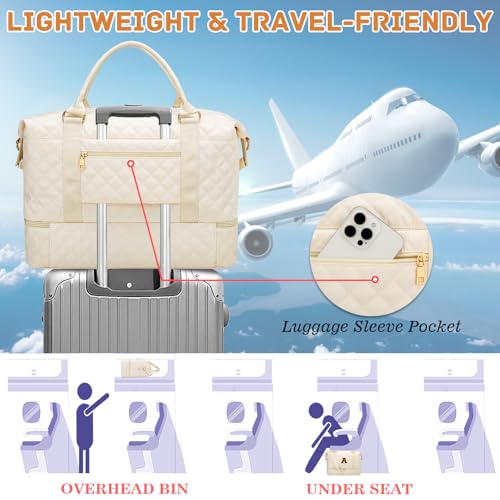 Personalized Gifts for Women Weekender Duffle Bags(Beige,A) - color: Beige, style: A
