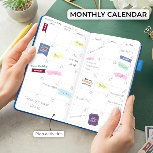 Clever Fox Pocket Planner, Mini Undated Weekly Calendar, Small Mystic Blue - color: Mystic Blue, size: Pocket size (3.7" x 6.7")