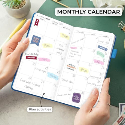 Clever Fox Pocket Planner, Mini Undated Weekly Calendar, Small Mystic Blue - color: Mystic Blue, size: Pocket size (3.7" x 6.7")