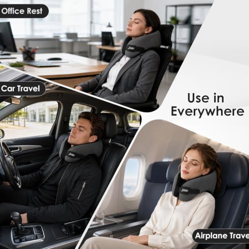 Ergonomic Travel Pillow,100% Memory Foam Travel Neck Pillow for Airplanes